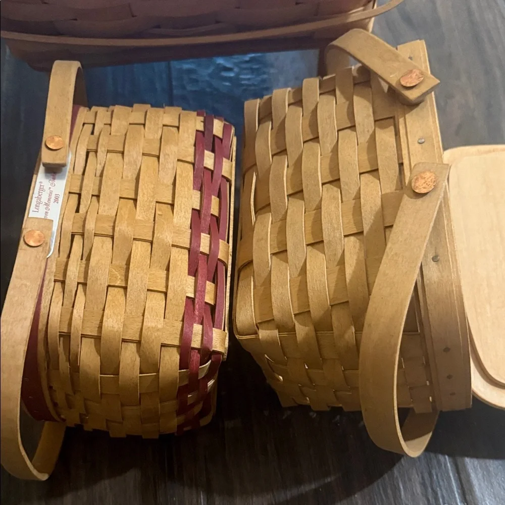 longaberger Vintage Wooden Basket Set of 3 mixed size